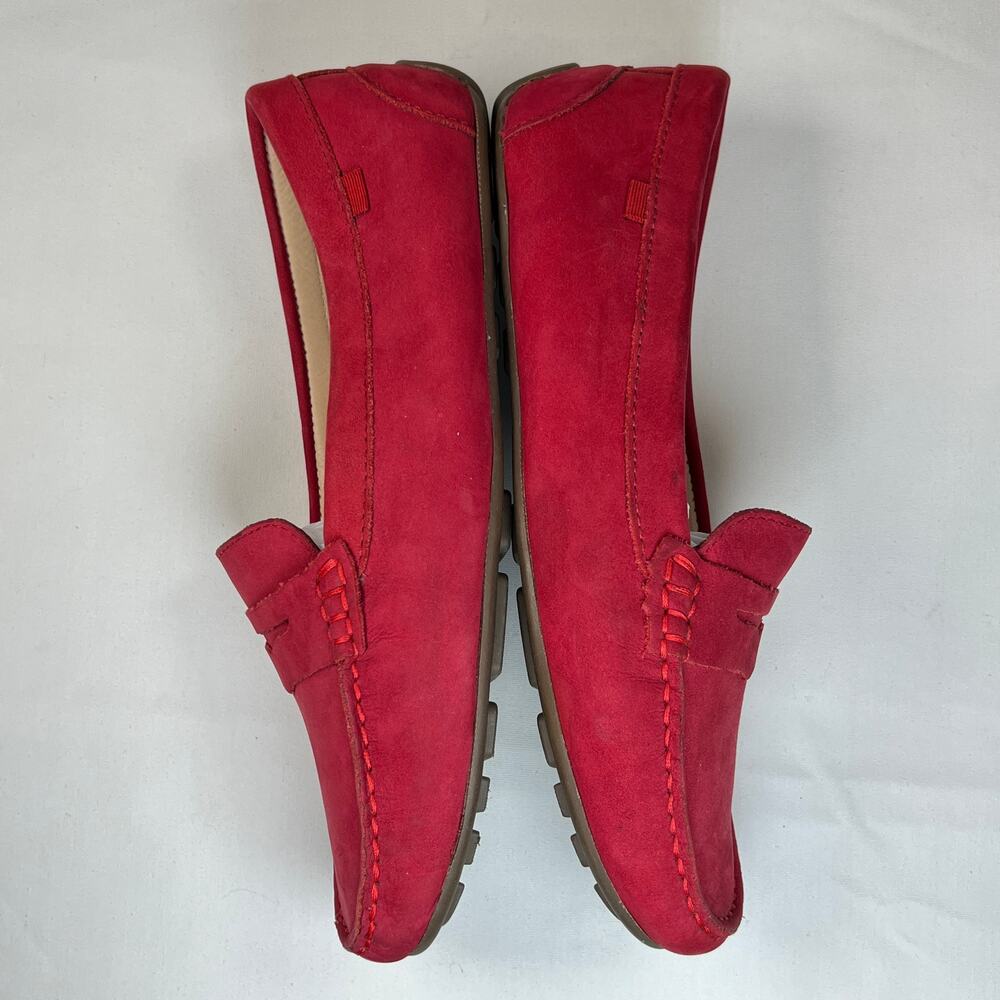 Marc Joseph Leather Driving Loafers Women's 8 Red Slip On Flats Comfort Shoes - Picture 8 of 11